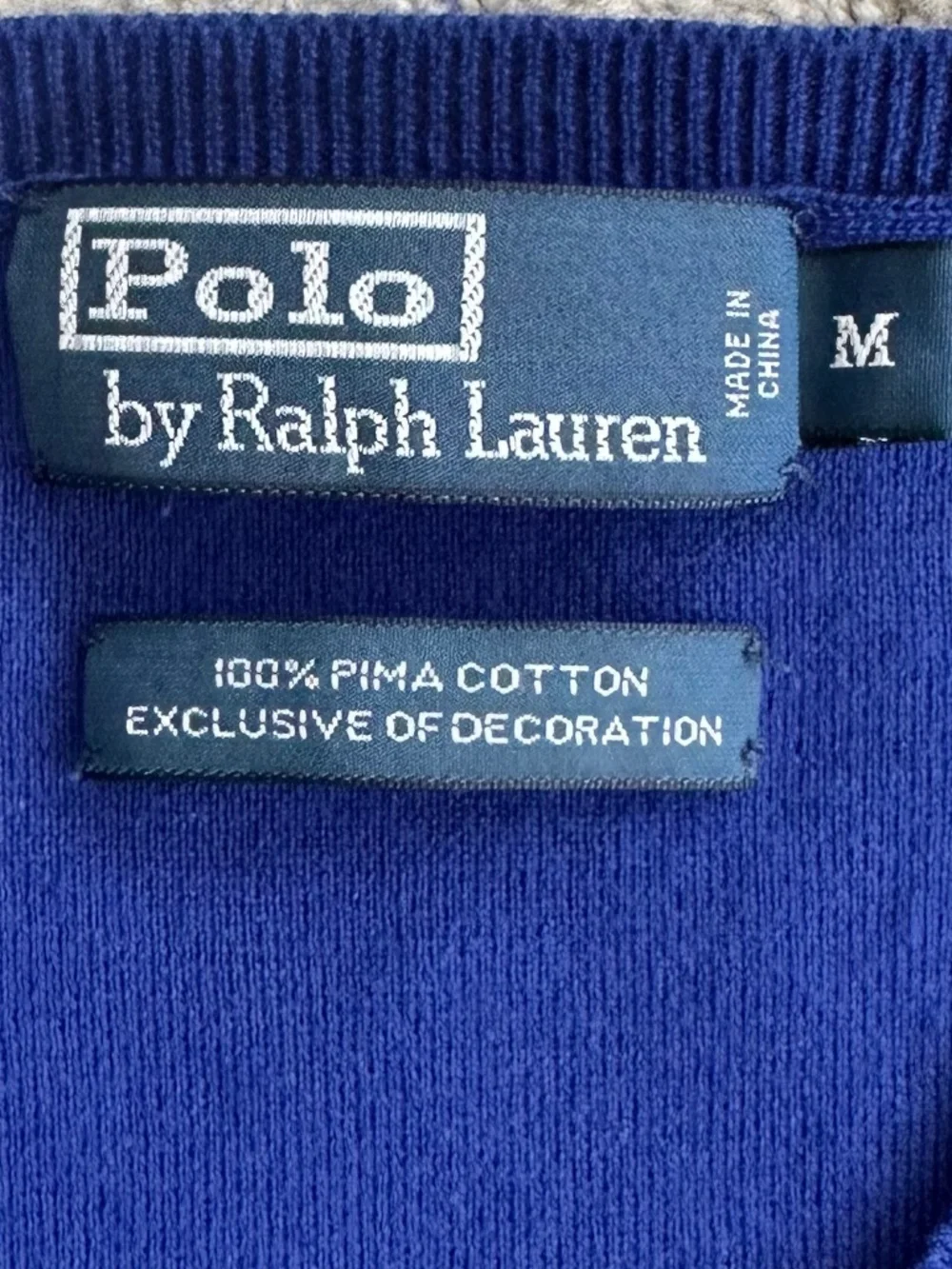 Polo By Ralph Lauren Cotton V-Neck Sweater Vest Royal Blue M Classic Preppy Soft